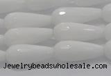 CTR105 15.5 inches 8*20mm faceted teardrop white porcelain beads