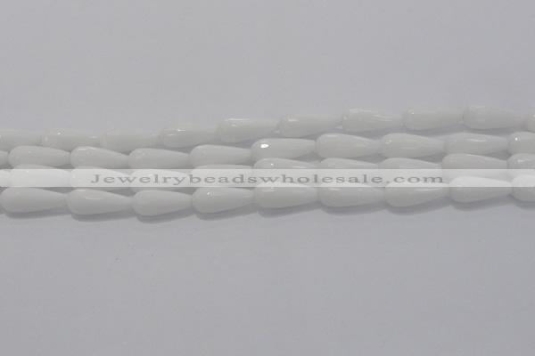 CTR105 15.5 inches 8*20mm faceted teardrop white porcelain beads