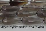 CTR106 15.5 inches 8*20mm faceted teardrop grey agate beads