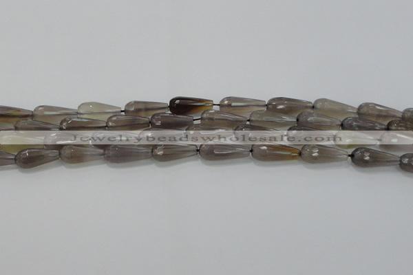 CTR106 15.5 inches 8*20mm faceted teardrop grey agate beads