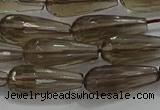 CTR110 15.5 inches 8*20mm faceted teardrop smoky quartz beads