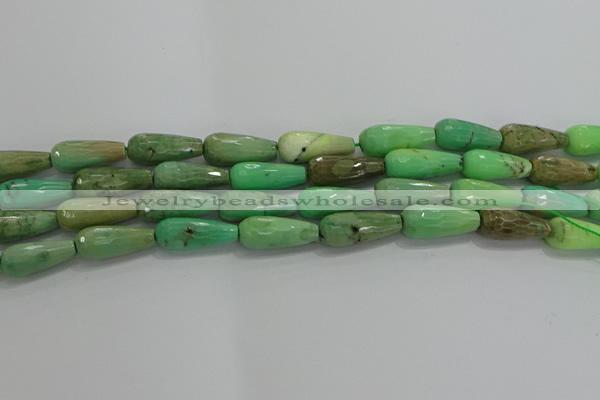 CTR113 15.5 inches 8*20mm faceted teardrop grass agate beads