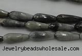 CTR12 15.5 inches 6*16mm faceted teardrop eagle eye jasper beads