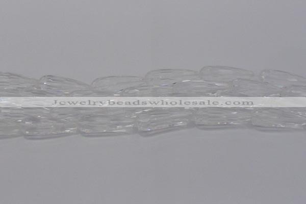 CTR130 15.5 inches 10*30mm faceted teardrop white crystal beads