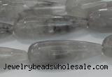 CTR131 15.5 inches 10*30mm faceted teardrop cloudy quartz beads