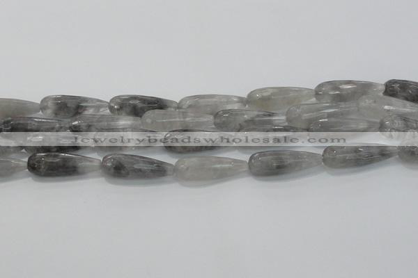 CTR131 15.5 inches 10*30mm faceted teardrop cloudy quartz beads