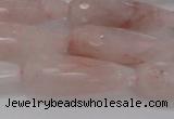 CTR132 15.5 inches 10*30mm faceted teardrop pink quartz beads