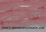 CTR133 15.5 inches 10*30mm faceted teardrop rose quartz beads