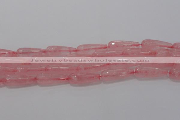 CTR133 15.5 inches 10*30mm faceted teardrop rose quartz beads