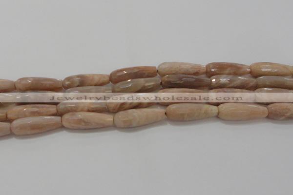 CTR138 15.5 inches 10*30mm faceted teardrop moonstone gemstone beads