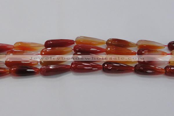 CTR142 15.5 inches 10*30mm faceted teardrop red agate beads