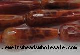 CTR143 15.5 inches 10*30mm faceted teardrop natural fire agate beads