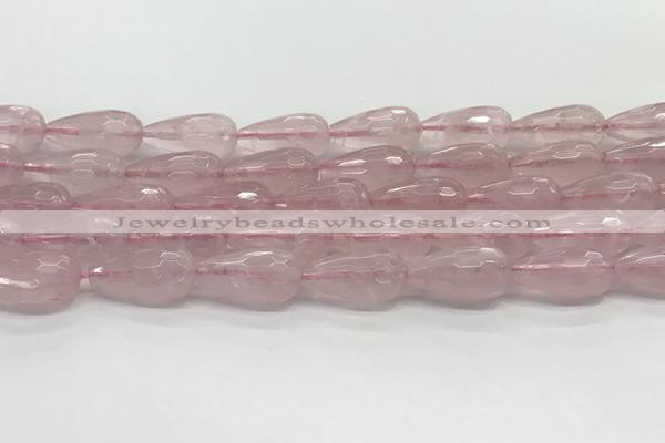 CTR159 15.5 inches 10*20mm faceted teardrop rose quartz beads