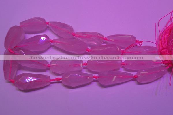 CTR203 16*35mm - 20*45mm faceted teardrop rose quartz beads