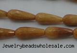 CTR21 15.5 inches 8*20mm faceted teardrop yellow jade beads