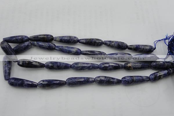 CTR32 15.5 inches 10*30mm faceted teardrop sodalite gemstone beads