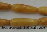 CTR33 15.5 inches 10*30mm faceted teardrop yellow jade beads