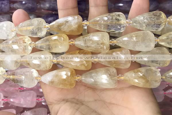 CTR351 15.5 inches 15*25mm faceted teardrop citrine beads