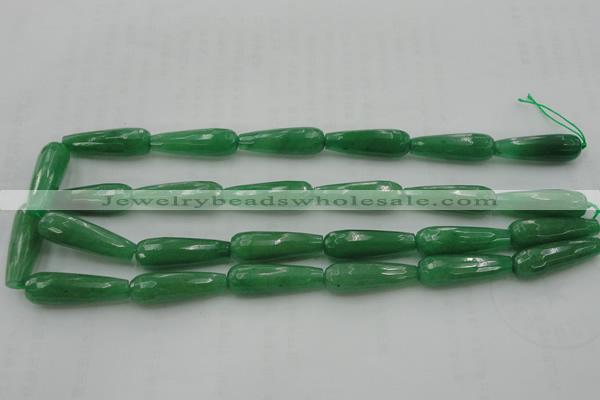 CTR36 15.5 inches 10*30mm faceted teardrop gree aventurine beads