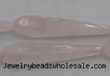 CTR41 15.5 inches 10*40mm faceted teardrop rose quartz beads