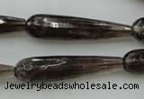 CTR42 15.5 inches 10*40mm faceted teardrop smoky quartz beads