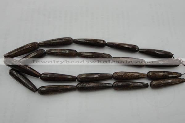 CTR45 15.5 inches 10*40mm faceted teardrop bronzite gemstone beads