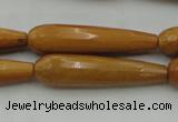 CTR52 15.5 inches 10*40mm faceted teardrop yellow jade beads