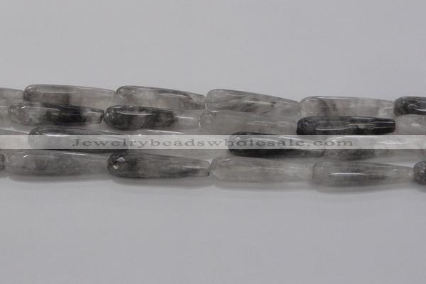 CTR56 15.5 inches 10*40mm faceted teardrop cloudy quartz beads