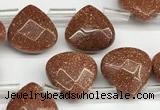 CTR608 Top drilled 10*10mm faceted briolette goldstone beads wholesale