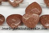 CTR638 Top drilled 13*13mm faceted briolette goldstone beads wholesale