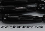 CTR64 15.5 inches 10*40mm faceted teardrop black agate beads