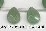 CTR666 Top drilled 10*14mm faceted briolette green aventurine beads