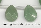 CTR696 Top drilled 12*16mm faceted briolette green aventurine beads