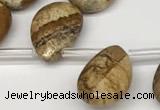 CTR699 Top drilled 12*16mm faceted briolette picture jasper beads