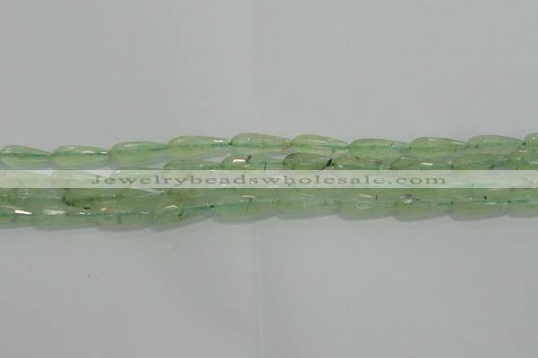 CTR72 15.5 inches 6*16mm faceted teardrop green rutilated quartz beads