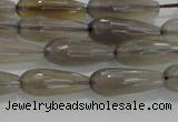 CTR79 15.5 inches 6*16mm faceted teardrop grey agate beads