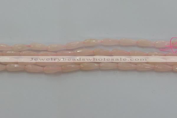 CTR84 15.5 inches 6*16mm faceted teardrop peach stone beads