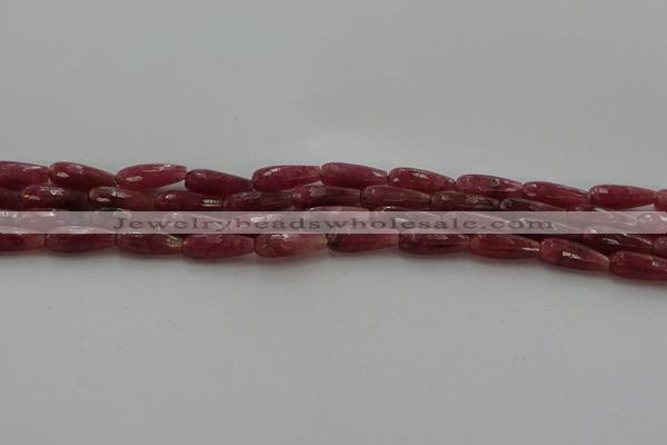 CTR86 15.5 inches 6*16mm faceted teardrop strawberry quartz beads