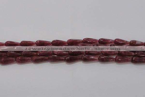 CTR92 15.5 inches 8*20mm faceted teardrop strawberry quartz beads