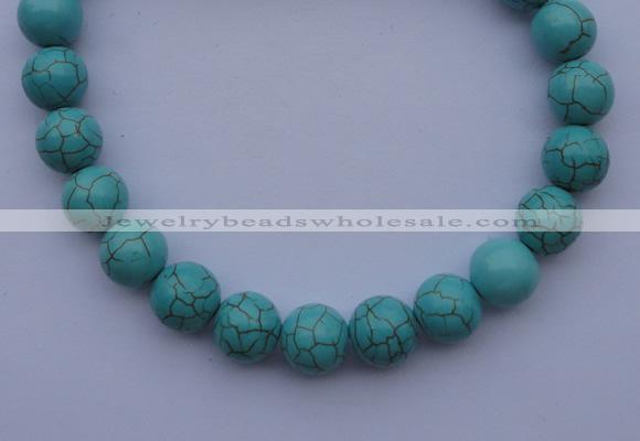 CTU10 15.5 inches 25mm round blue turquoise strand beads Wholesale