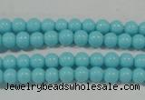 CTU1209 15.5 inches 3mm round synthetic turquoise beads