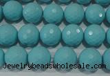 CTU1222 15.5 inches 8mm faceted round synthetic turquoise beads