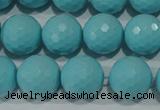 CTU1224 15.5 inches 12mm faceted round synthetic turquoise beads