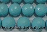 CTU1225 15.5 inches 14mm faceted round synthetic turquoise beads