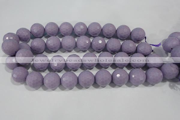 CTU1410 15.5 inches 4mm faceted round synthetic turquoise beads