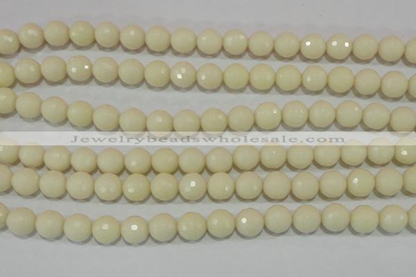 CTU1445 15.5 inches 12mm faceted round synthetic turquoise beads