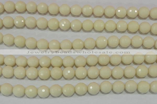 CTU1448 15.5 inches 18mm faceted round synthetic turquoise beads