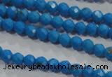 CTU1630 15.5 inches 4mm faceted round synthetic turquoise beads