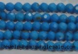 CTU1631 15.5 inches 6mm faceted round synthetic turquoise beads