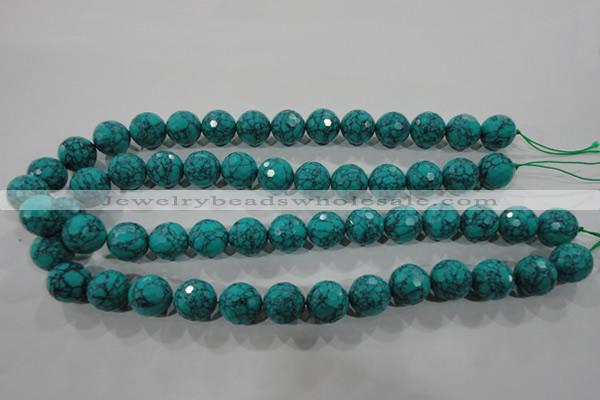 CTU1686 15.5 inches 14mm faceted round synthetic turquoise beads